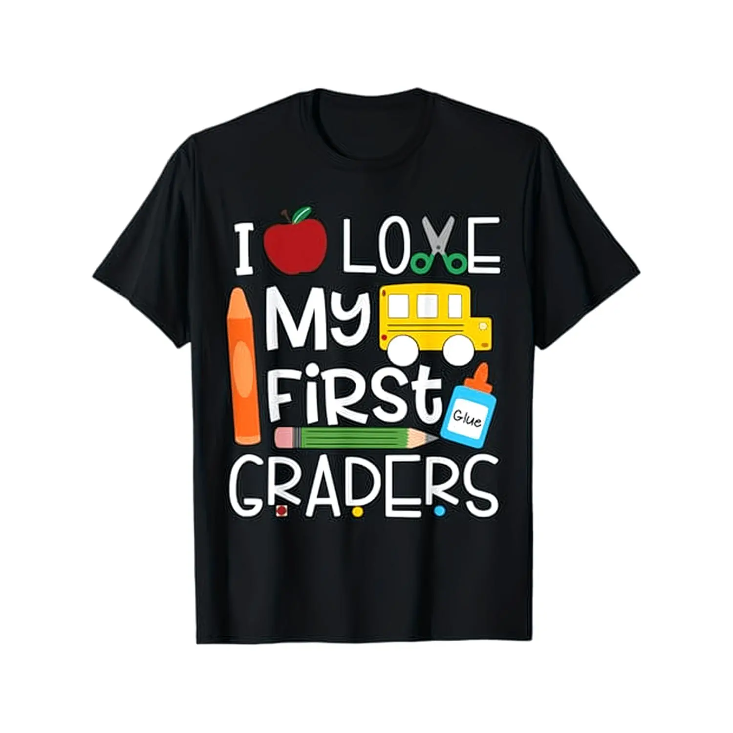 I Love My First Graders Cotton T-shirt Back to School Short Sleeve Tee All Seasons Breathable Unisex Graphic Print Shirt for Parents Educators and Students