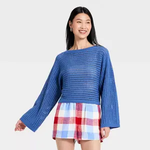 Women's Oversized Stitch Crewneck Pullover Sweater - A New Day