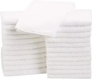washcloth for bathroom, 100% Cotton Extra Absorbent , Fast Drying - salon towels - 24-Pack, White, 12 x 12 inches