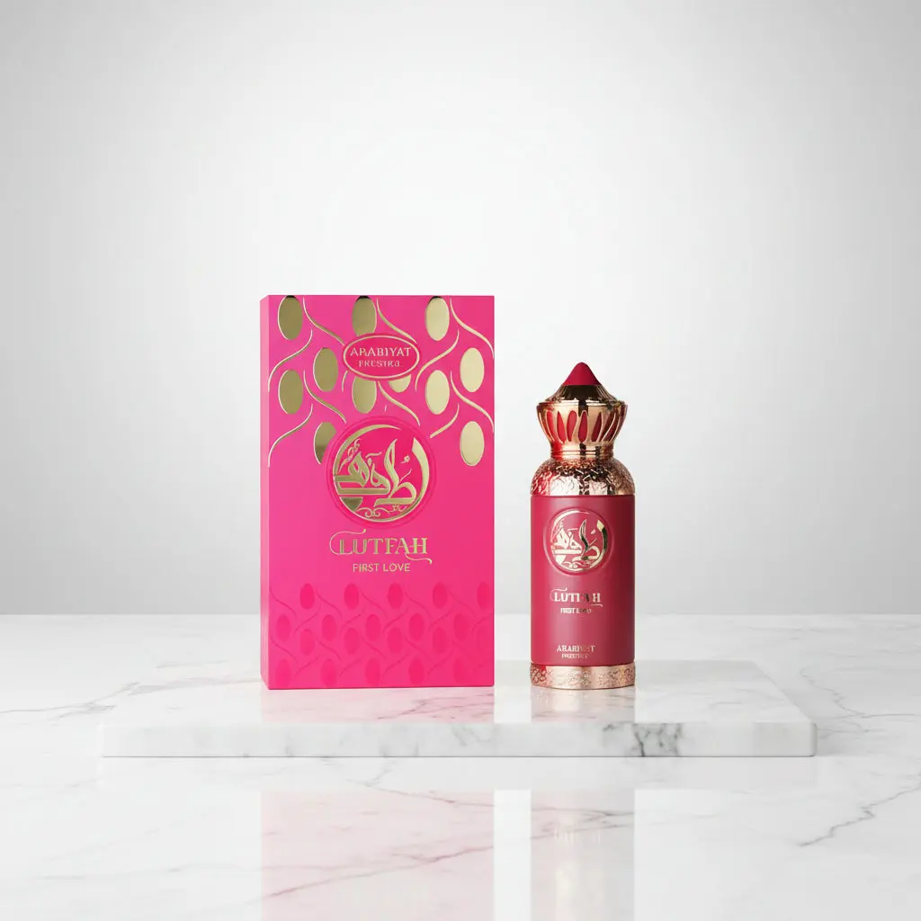 Arabiyat Prestige Lutfah First Love Floral EDP Spray for Women - Arabian Perfume, Fresh, Fruit-Flavored, Citrus, Elegant Juicy Scent, Vanilla Base, 2.7 fl oz (3-3.9 fl oz Range), Single Item, Fruit-Flavored Women's Fragrance, Citrus Women's Fragrance