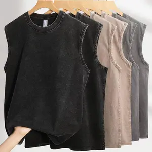 Solid color2/3/4-Pack  color Men's basic  model Vintage Washed Sports Vest women  Cotton Sleeveless male T-shirt Hip-hop Gym Clothing Tank Top 2026  Summer
