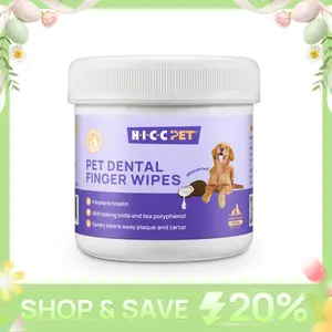 HICC PET Dog & Cat Teeth Cleaning Finger Wipes with Fermented Coconut Oil - Gentle, Non-Irritating, Breath-Freshening, Teeth-Whitening, Gum-Strengthening, Tooth Decay-Preventing (Unscented, Mint Scent)