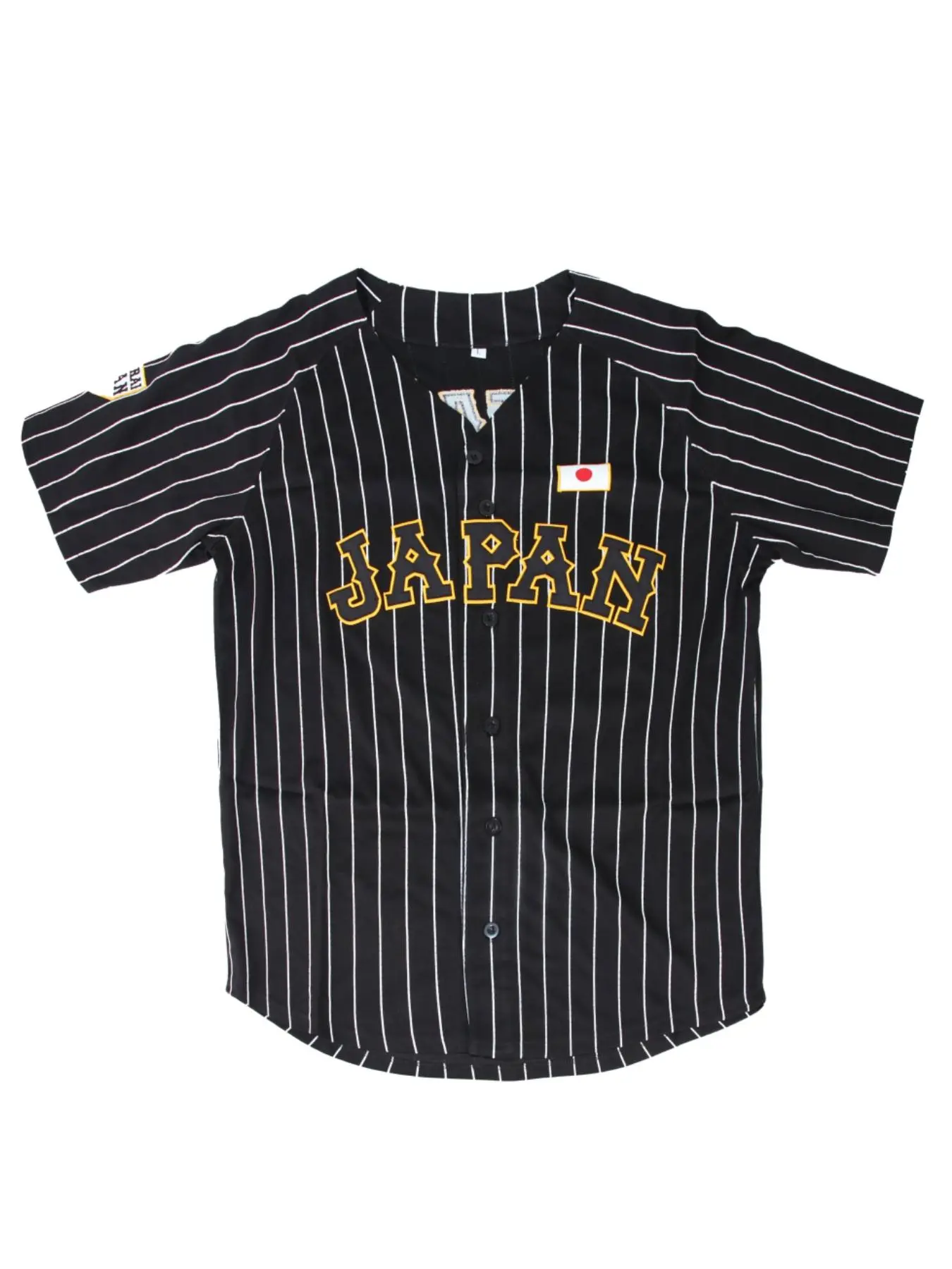 Sporty Men's Striped Embroidery Button V Neck Baseball Jersey, Loose Comfortable Breathable Short Sleeve Baseball Top, Sport & Outdoor Clothing for Men