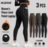 HIJESSE Winter Women's Leggings of TikTok - Thermal Lined Velvet High Waist, Super Warm Pants with Side Pockets, Antibacterial, Unmarked Edging, Comfortable Stretchy Thermal Long Johns, Solid Black Womenswear Warmer