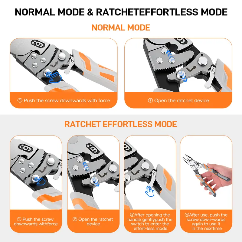 LOZLIN 55-Steel Self-Locking Anti-Skid Ratchet Pliers, Heavy-Duty Wire Cutters & Holding Tool, Hands-Free Grip DIY Hardware for Automotive, Plumbing Projects, Durable Pliers & Pincers