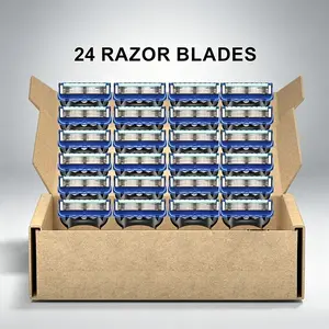 24-Pack Men's Replacement Razor Blades, Smooth, Durable Stainless Steel, Easy-To-Rinse Design, Suitable for All Skin Types, Long-Lasting Performance