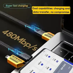 65w Four-In-One Data Cable, Super Fast Charging Pd27w, Compatible with Apple Huawei Type-C Android Phones, Dual USB Car Charger