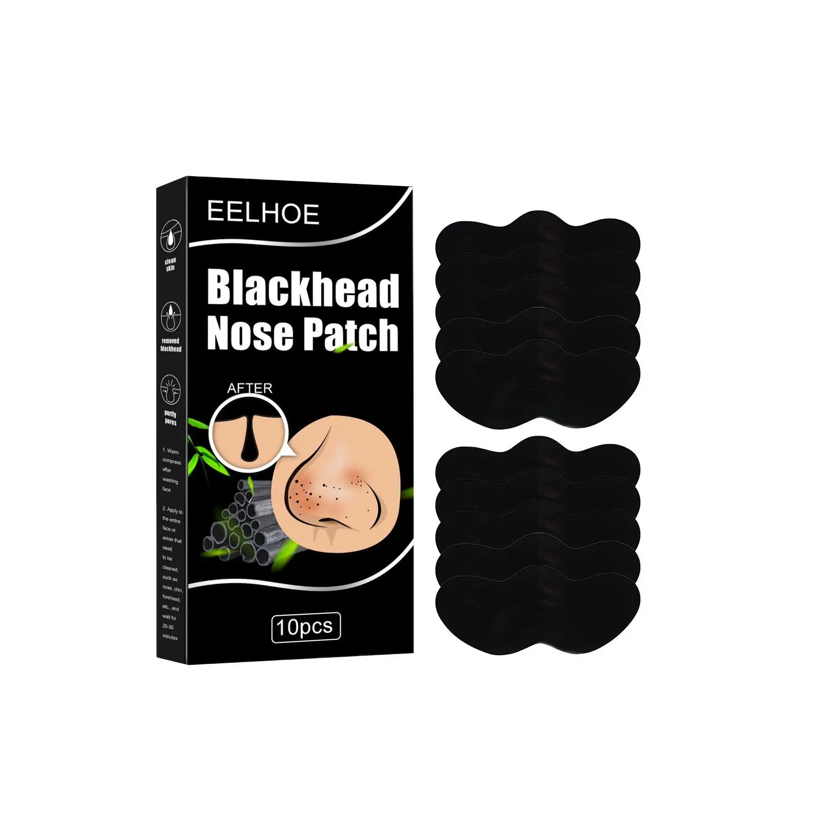 Pore Strips for Blackhead Removal - Deep Cleansing Nose Strips WithNatural Charcoal for Instant Pore Unclogging,10 Count