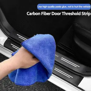 For Mercedes-Benz Car Door Threshold Carbon Fiber Door Sill Protection Strip Scuff Plate Decorative Sticker Badge Accessories