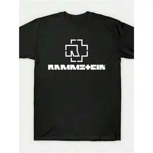 NewRammstein Graphic T-Shirt For Men - 100% Cotton Breathable Retro Band Tee With Bold White Logo Print, All-Season Comfort Crew Neck Short Sleeve Shirt For Casual Wear, Outdoor Activities & Music Fans, Vintage T Shirts(T)