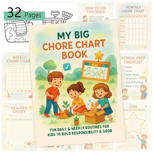 Daily Chore List with Coloring Pages, Fun and Interactive Household Task Tracker, Perfect for Kids and Family Organization, Weekly Planner