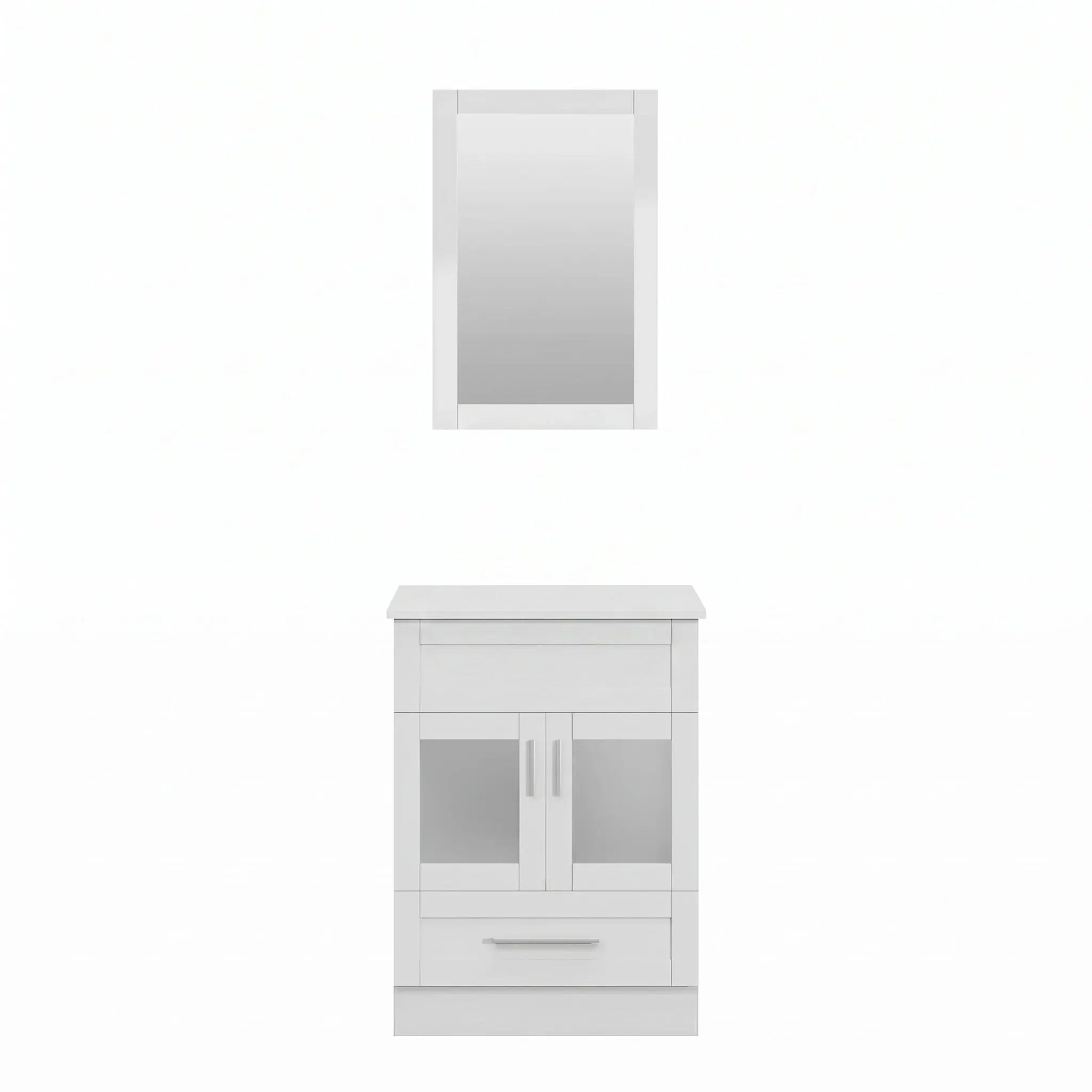 24'' Single Bathroom Vanity with Manufactured Wood Top & Mirror, Bathroom Vanity Set BTC8013