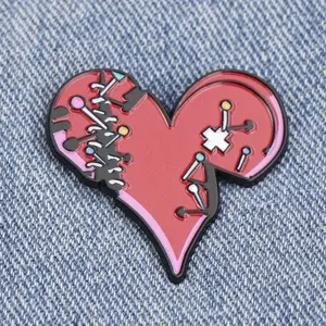 Mending Broken Heart Enamel Brooch Creative Heart Lapel Badge Backpack Clothes Decorative Accessories