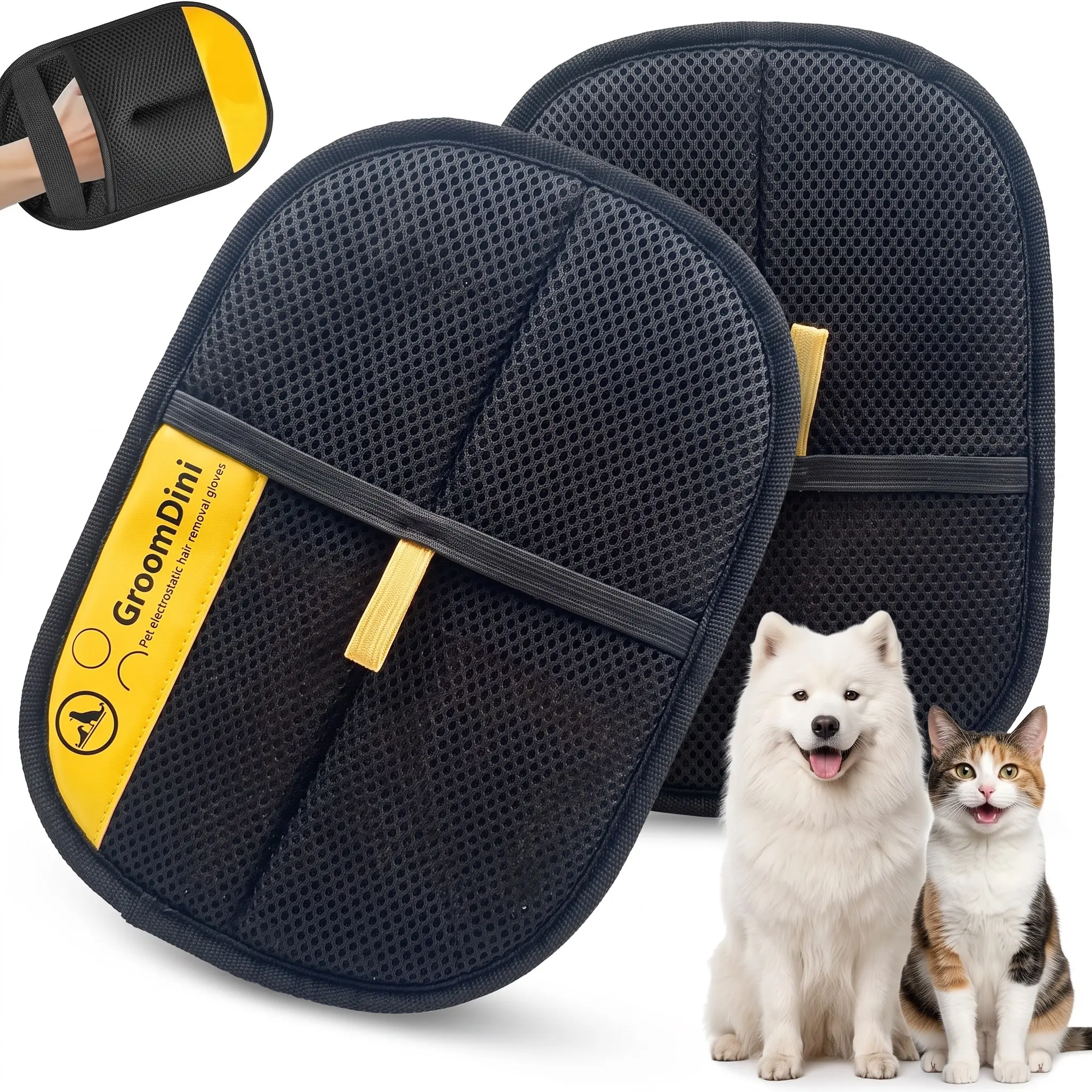 Electro Pet Hair Brush Glove, Pet Grooming Brush For Dog Cat, Reusable Electrostatic Fur Remover, Pet Shedding Hair Remover, Pet Hair Cleaner For Sofa Bedding Clothes, Dog Cat Grooming Mitt, Washable Pet Fur Brush Static