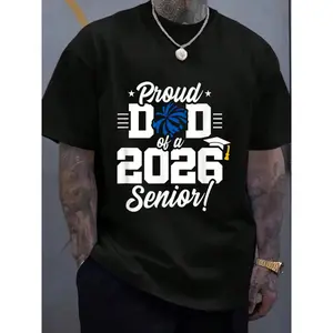 Cotton Class Of 2026 - Senior Cheerleader - Cheer Dad - Senior 2026 T-Shirt Women's Men's Graphic Tee Causal Tops Fashion