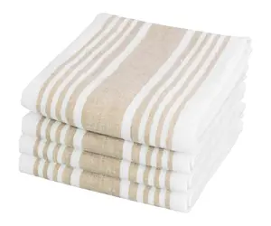 Beige Striped Napkins - Linen Cloth Napkins
