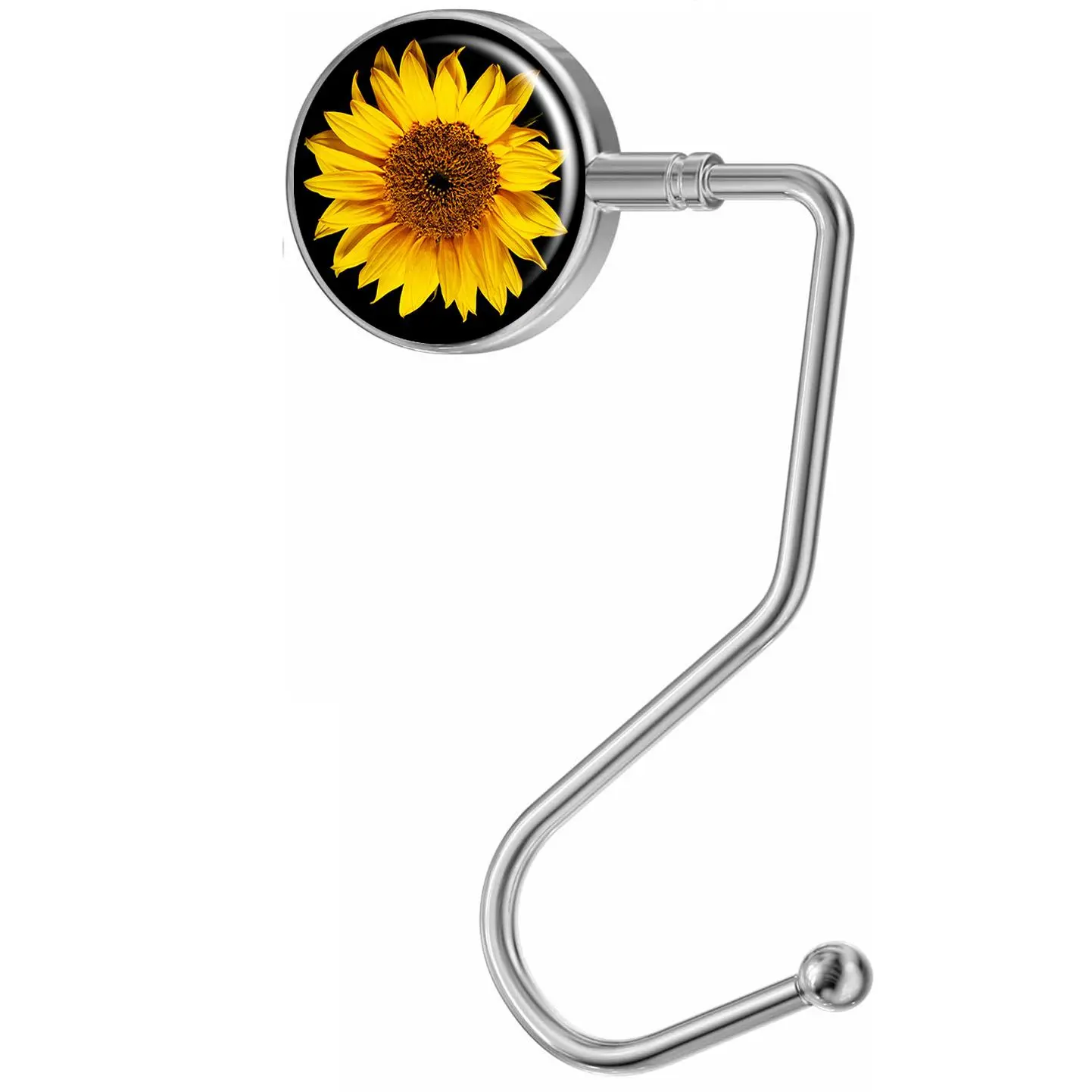 Sunflower Pattern Purse Hanger for Table, Desk Side Hook, Desk Side Bag Hanger, Handbag Hanger, Bag Holder, Metal Coating Purse Hook for Table