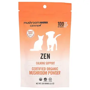 Mushroom Matrix Canine Zen, Certified Organic Mushroom Powder, For 25 lb Pet, For Dogs and Cats, 3.5 oz (100 g)