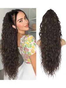 Women's Clip-On Long Ponytail Wig, 22 Inches Curly Synthetic Fiber, Heat-Resistant, Comfortable Daily Use, Perfect Fashion Styling