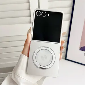 Premium Matte Finish Phone Case Cover for Samsung Galaxy Z Flip7/6/5/4, Wireless Charging Support, 360° Rotating Stand, Anti-Fingerprint, Anti-Drop