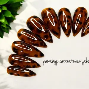 Paws By Picasso Tortoise Shell Inspired Press On Nails Durable Reusable Design For Stylish Looks