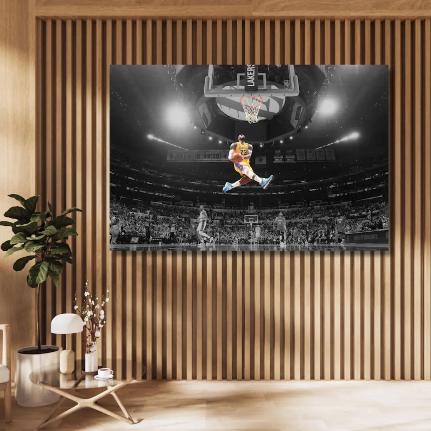 LeBron James Dunk Poster, LeBron James Printed Poster, Sports Canvas Art, Canvas Wall Art, Basketball Poster
