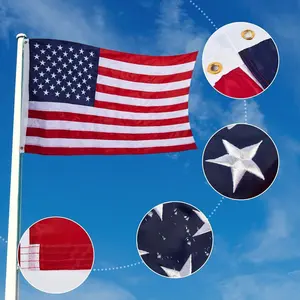 1 pcs Exquisite Double-Sided Embroidered American Flag Set - Durable US Banner with Vivid Stitched Stars & Stripes for Home, Office, Yard & Car - Fade-Resistant Patriotic Gift (Choose 14"x12" Desk Size or 24"x16" Wall Size)