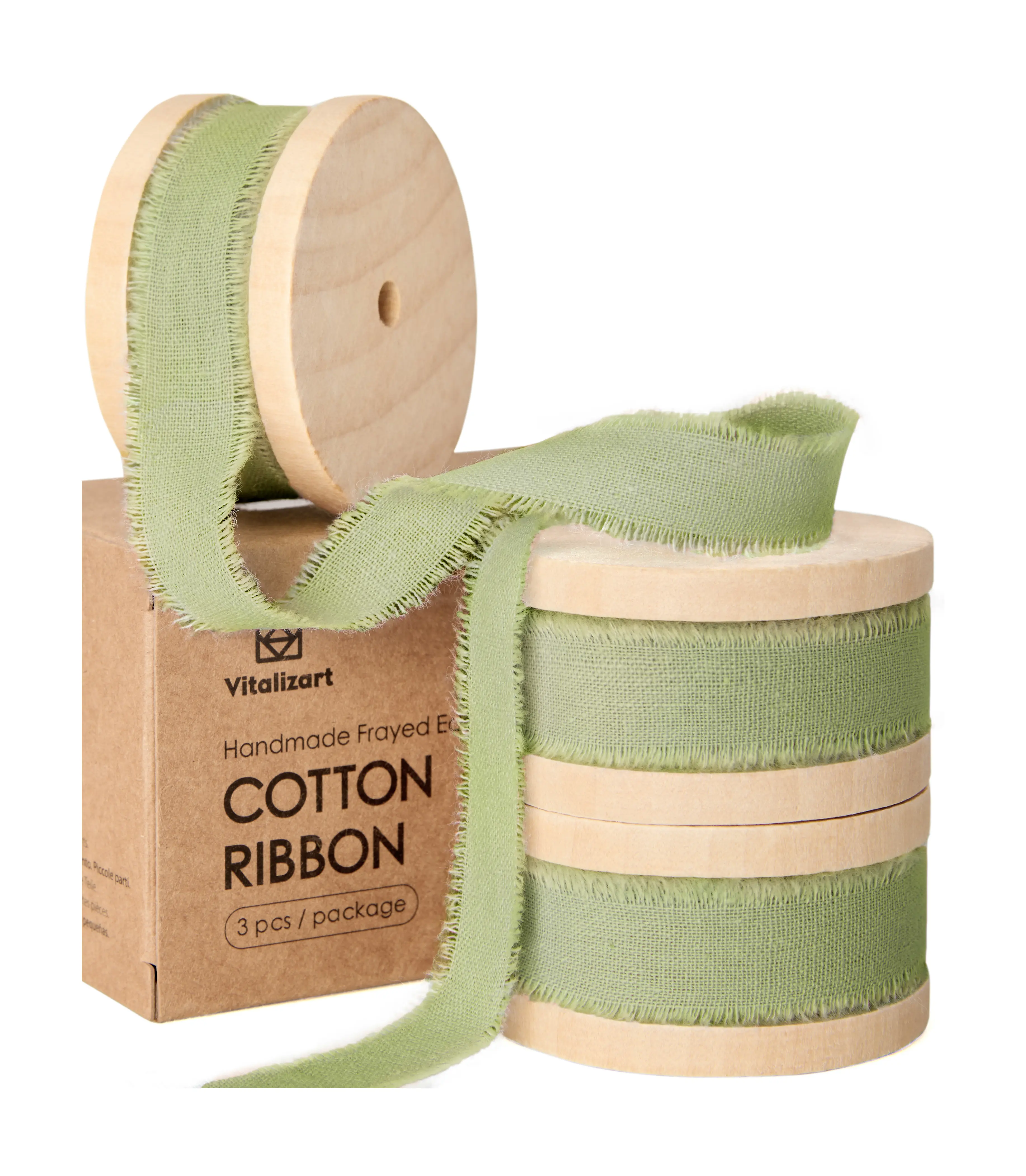 Vitalizart 5/8 Inch x 21 Yd Cotton Frayed Edge Ribbon Roll - Handmade Fringe Ribbons for Gift Wrapping, Wedding Decor, DIY Crafts, dealsforyou summerwins, Natural Cotton