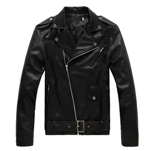 New Korean style motorcycle slim fit leather jacket for men, British fashion men's leather coat