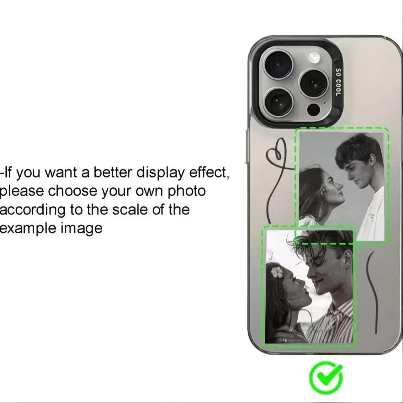 Customized phone cases for couples, buy one get one free. Heart-shaped couple design, multi-grid design, artistic line decoration. Compatible with Apple iPhone Plus Air/Pro/Pro Max series. Gift.