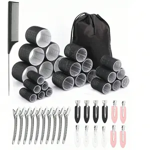 48pcs Self-Grip Curling Iron Set, Salon Style Hair Curler Set For Short To Long Hair, DIY Hairstyles, Air Bangs, Slouchy Curling, Heatless Curls, Hair Curling Rods, Hair Products And Accesories For Barber Salon Beauty Travel Essentials, Hair Styling Tools