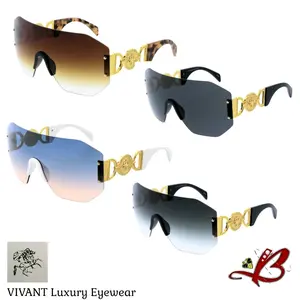 VIVANT Godiva's Gaze Luxury Oversized Shield Style Rimless Sunglasses Large Frame Unisex Men Women 100% UV Protection Fashion TikTok Shop