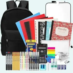 MetroPlus 52-Piece High School Supplies Kit with Backpack, Back to School Stationery Set, College Essentials Bundle, Essential Stuff Bulk, Stapler, Notebook, Calculator for Senior Students, Teens, Classroom Black