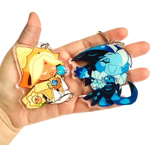 CRK Keychain - Shadow Milk cookie, Pure Vanilla - Cookie Run Kingdom Character Acrylic Keychain, Kawaii Collectible Gift, Cute Game Acrylic Charm, Backpack Key Holder, Keychain for Keys Bag Accessory