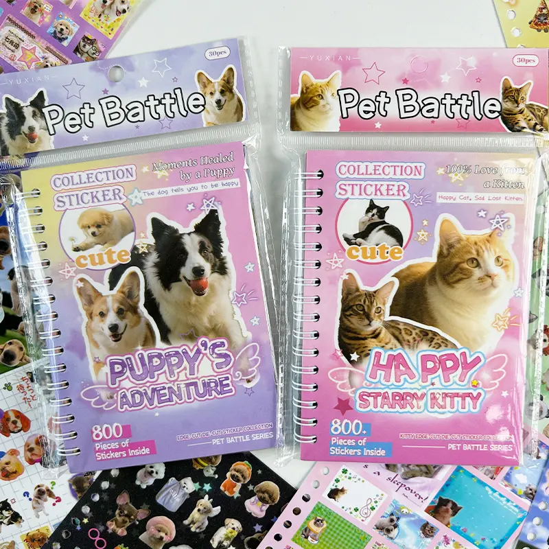 Cute Animal Sticker Book, 30 Sheets Adorable Pet Theme Decorative Stickers, Fun Stickers for Journals, Water Bottles, Laptops, Phone Cases, Walls, Room Decor & DIY Crafts Durable