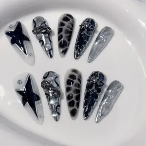 W96 Handmade wear a light luxury high-end sense of niche ins Cthulu with exquisite long tip punk manicure.japanese nail