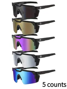 5 Pairs Plain Color Sunglasses, Casual Style Active PC Frame, Outdoor Cycling & Travel Eyewear, All Seasons Decorative Lenses, Bike Accessories, Sports Outdoor Accessories