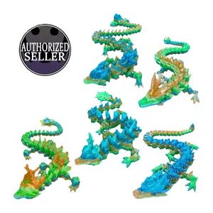 Flexi Mega Dragons - Crystal Winter Lunar Cherry Blossom & Rose 3D Printed Flexible Poseable Dragon Styles Aurora Rainbow Colors Perfect Gift for Dragon Fans