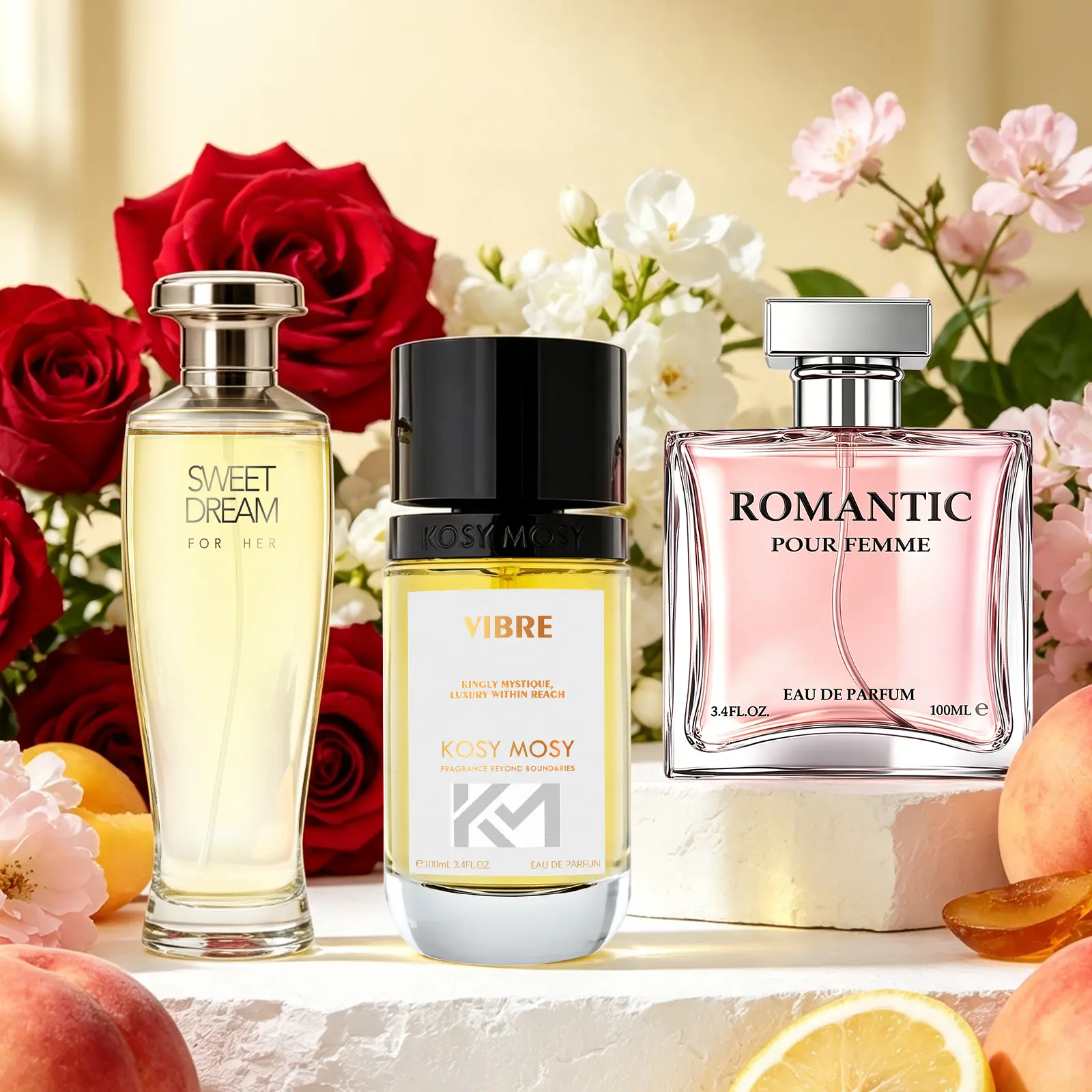3-Pack Women's EDP, Fruity Floral + Oriental + Fougere Oriental, Rose Chamomile Ginger / Peony Vanilla Jasmine / Lavender Mandarin Blackcurrant Orange Blossom Jasmine Vanilla Musk Cedar, Long-Lasting 6-8H, Perfect for Dates Daily Parties Business Gifting