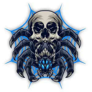 Spider Skull on Web Cut To Shape Vinyl Sticker (Automotive) (Blue Collar Humor) (Adult Humor) (Water Bottle) (Ocean)