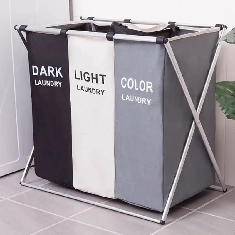 1 Piece Large Laundry Hamper, 3 Tier Laundry Basket, Foldable Dirty Clothes Organizer, Laundry Sorter with Handle, Waterproof, Portable, Freestanding Laundry Hamper for Bedroom