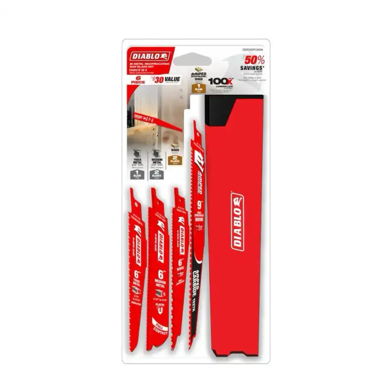 DIABLO Bi-Metal Reciprocating Saw Blade Set (6 Piece) - Durable and Versatile Tools for Effective Workmanship