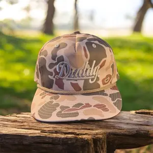 Daddy Camouflage Embroidered Hat - Stylish Camo Design with Embroidered Daddy Text for Outdoor Adventures