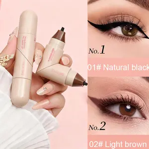 Portable Folding Double Eyeliner Pen Quick Drying Long Lasting Makeup Waterproof Smooth Easy To Control Non Smudge Eyeliner Pencil Suitable Beginner Cosmetic