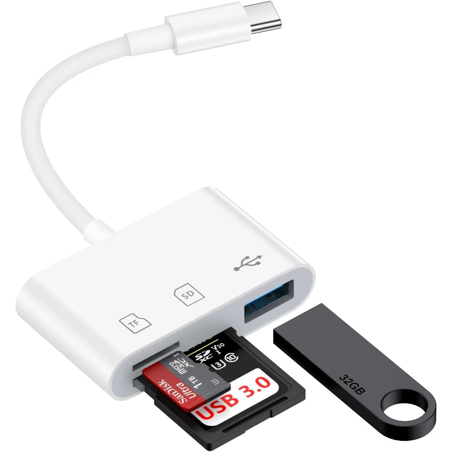 USB C to USB Camera Adapter,SD Card Reader for  16e 16 15,3 in 1 Memory Card Adapter with Dual Card Slots & USB Port for  Galaxy S25 Ultra Plus S24,Pixel9 Android Trail Camera Card Reader