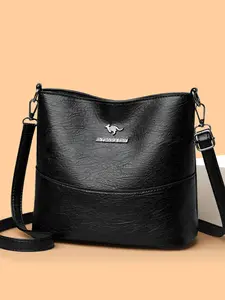 Retro casual women's solid color bucket bag, fashionable and minimalist printed pattern shoulder bag crossbody bag Casual Messenger Bags