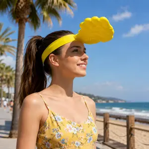 Funny Palm Sun Hat with Hands-Free UV Protection, Trendiest Beach Party Accessory & Sun Bucket Hat Alternative, Novelty Hand-Shaped Sun Visor, Playful Shape Creative Photo Prop for Social Media