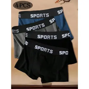YS YS 4 Pcs Men Underwear Hig Stretch Breathble Men's Boxer Basics Boxers Shorts Fashion Gift Plus Size Underwear Men's Briefs Breathable Undergarments Casual