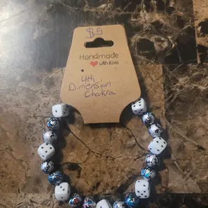 painted glass and dice bead bracelet