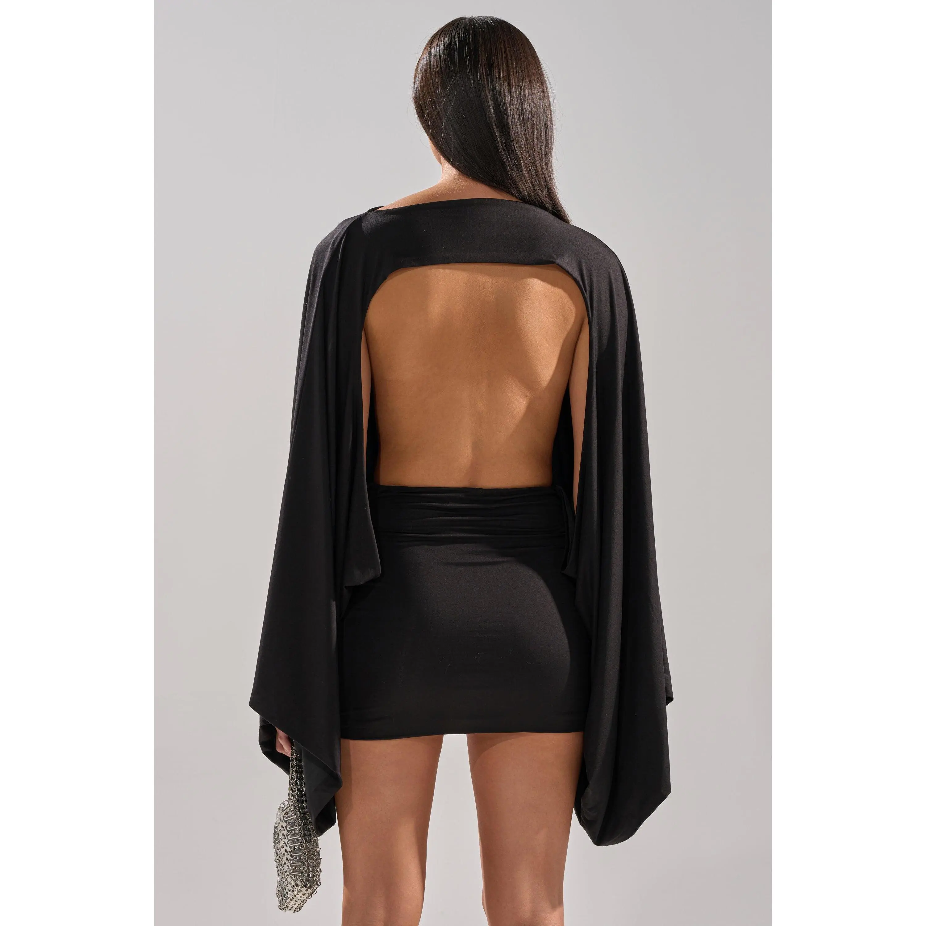 chinese dress ladies Fauber Faux Leather Mini Dress Black / 8